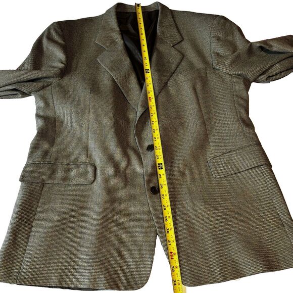 Ermenegildo Zegna Brown Wool Tweed Checked Sport Coat Jacket Men's Size 46R VTG - Picture 9 of 10